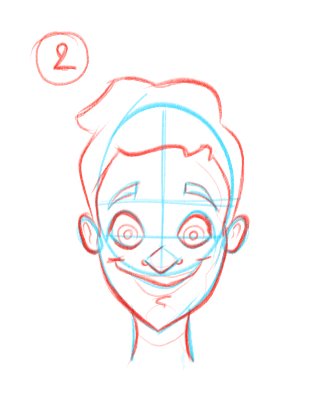 Deuxième étape pour dessiner des visages de face